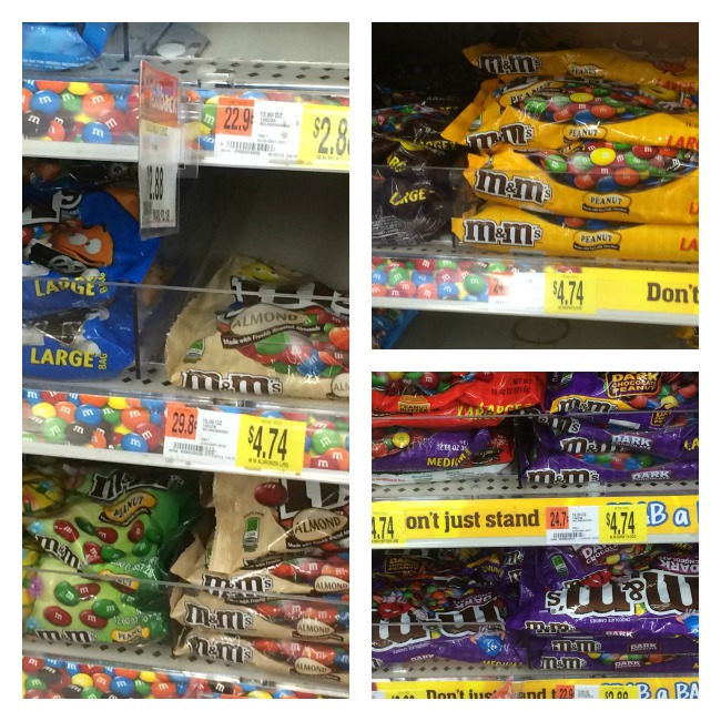 All the varieties of M&Ms at Walmart.
