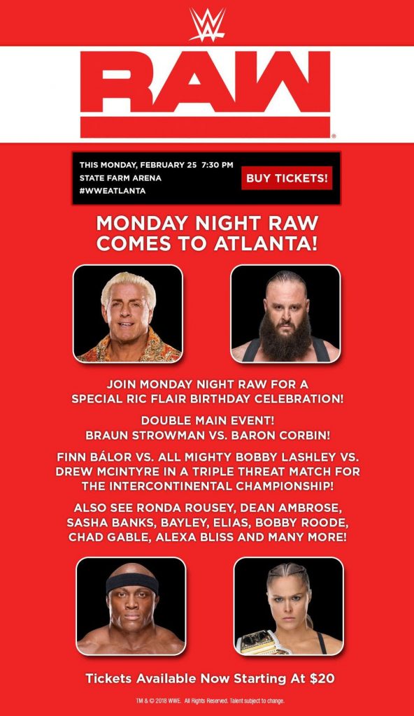 WWE Raw Comes to Atlanta This Coming Monday